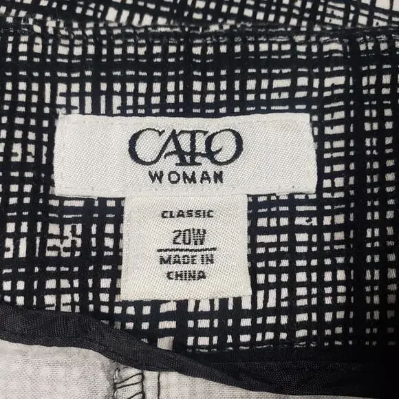 Cato Woman Black and White Sketchy Plaid Trouser Pants Size 16W - Picture 3 of 15